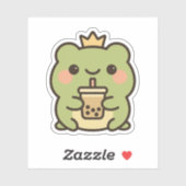 Kawaii Frog met Bubble Tea Sticker (Vel)
