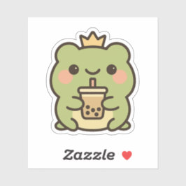 Kawaii Frog met Bubble Tea Sticker