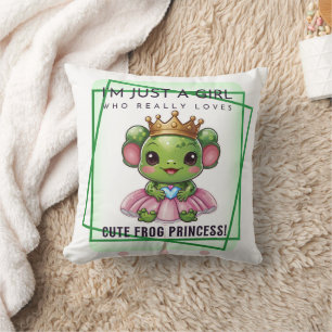 Kawaii Frog Prinses Print Kussen