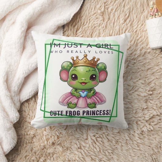 Kawaii Frog Prinses Print Kussen (Deken)