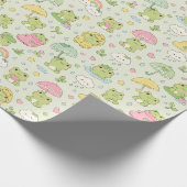 Kawaii Frog Rainy Day Pattern Wrapping Paper Cadeaupapier (Hoek)