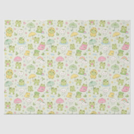 Kawaii Frog Rainy Day Pattern Wrapping Paper Tissuepapier