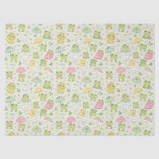Kawaii Frog Rainy Day Pattern Wrapping Paper Tissuepapier