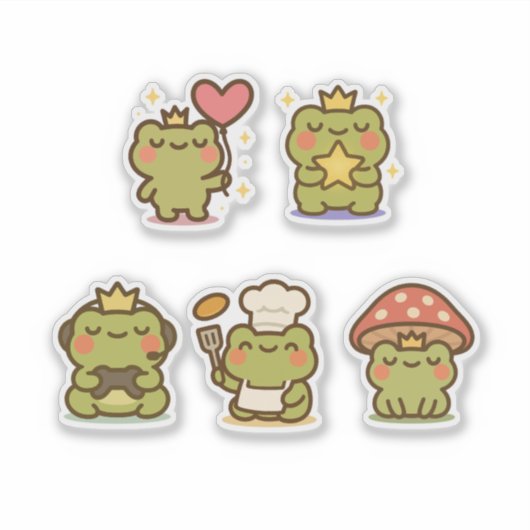 Kawaii Frog Sticke Sticker (Voorkant)