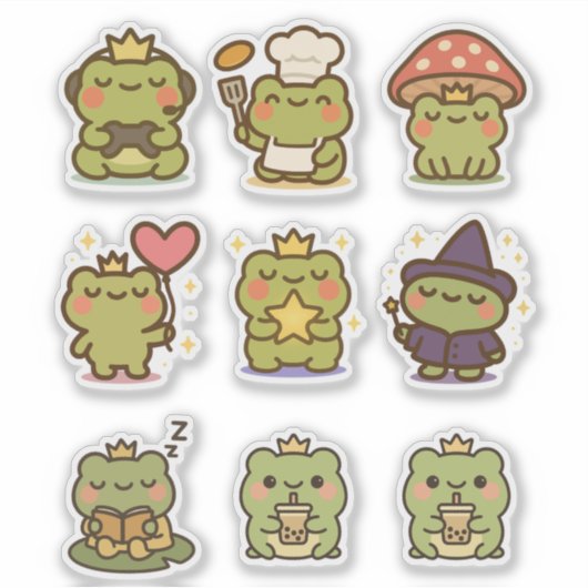 Kawaii Frog Sticke Sticker (Voorkant)