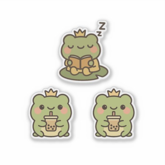 Kawaii Frog Sticke Sticker (Voorkant)