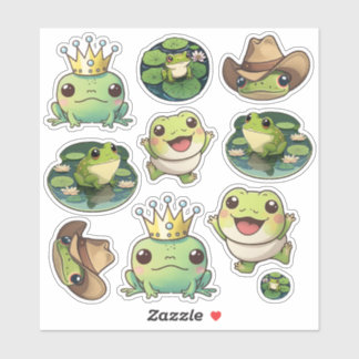 Kawaii Frog Sticker Sheet, Funny Froggy Stickers