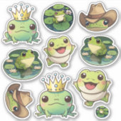 Kawaii Frog Sticker Sheet, Funny Froggy Stickers (Voorkant)