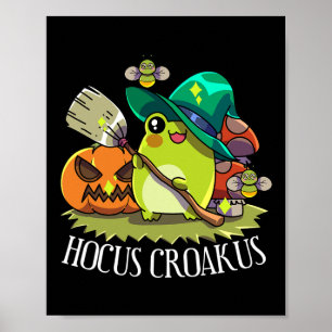 Kawaii Frog Witch Pet Cottagecore Esthetische Hocu Poster