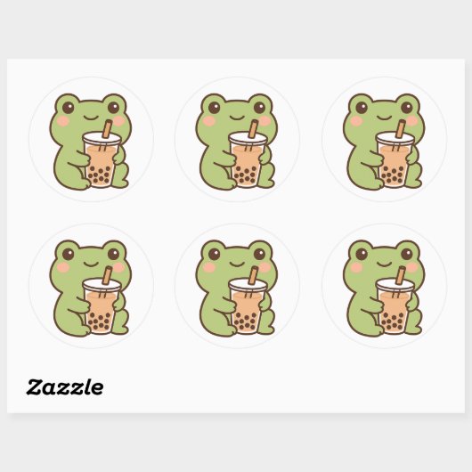 Kawaii Frog With Bubble Tea Sticker (Vel)