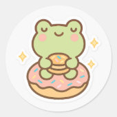 Kawaii Frog with Donut Sticker (Voorkant)