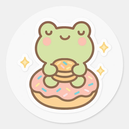 Kawaii Frog with Donut Sticker (Voorkant)