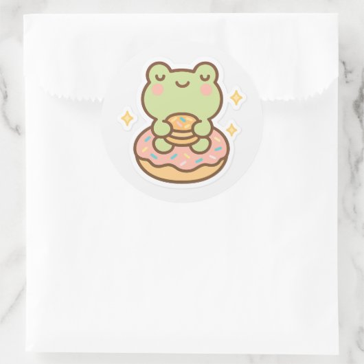 Kawaii Frog with Donut Sticker (Tas)