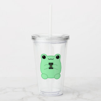 Kawaii Frog With Kiwi Smartphone Acryl Drinkbeker