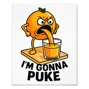 Kawaii Fruit Grappig Sinaasappel Juice Foto Afdruk