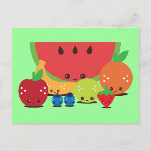 Kawaii Fruit Group Briefkaart