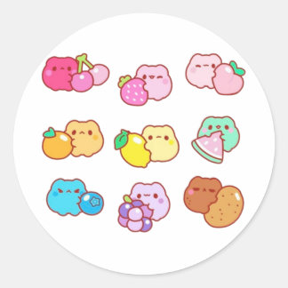 Kawaii fruit katten ronde sticker