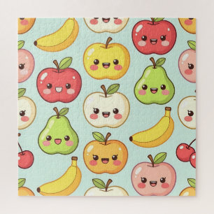 Kawaii Fruit Naadloos Patroon Mooie Cartoon Legpuzzel