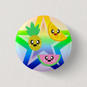 KAWAII FRUIT RAINBOW STAR PIN-BUTTON RONDE BUTTON 3,2 CM