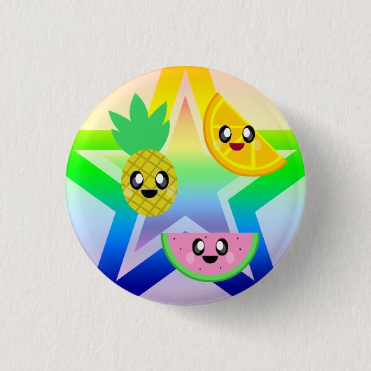 KAWAII FRUIT REGENBOOG STAR PIN BUTTON (Voorkant)