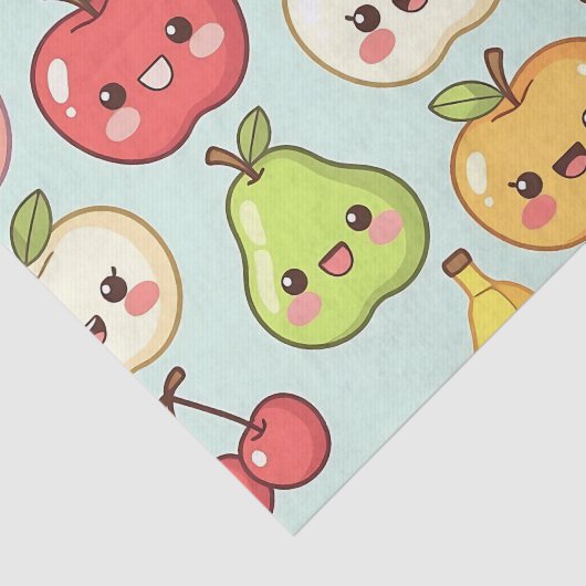 Kawaii Fruit Seamless Pattern Cute Cartoon Tissuepapier (Detail)
