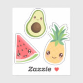 Kawaii Fruit | Watermeloen, ananas & avocado Sticker (Vel)