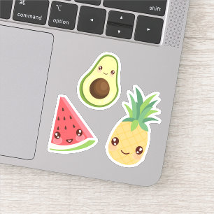 Kawaii Fruit Watermeloen, ananas & avocado Sticker