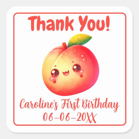 Kawaii Fruitige Fruitgaard Feestje Vierkante Sticker (Voorkant)