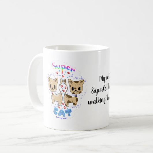 Kawaii Fun Cue Super Cat Mok (Voorkant links)
