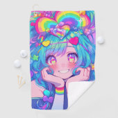 Kawaii Fun Rainbow Anime Girl Golfhanddoek (Insitu)