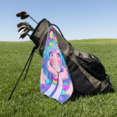 Kawaii Fun Rainbow Anime Girl Golfhanddoek (Groen)