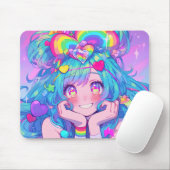 Kawaii Fun Rainbow Anime Girl Muismat (Met muis)