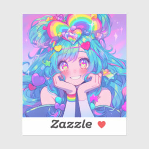 Kawaii Fun Rainbow Anime Girl Sticker
