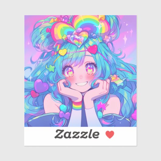 Kawaii Fun Rainbow Anime Girl Sticker (Vel)