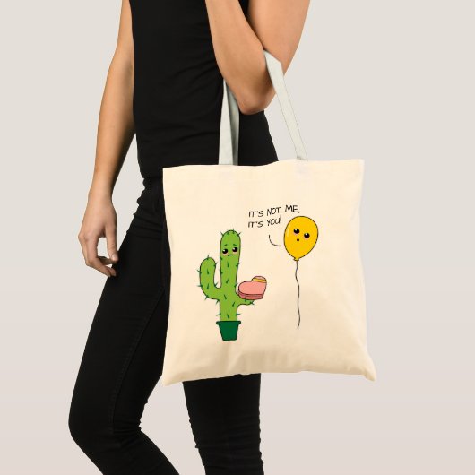 Kawaii Funny Brokenhearted Cartoon Cactus Tote Bag (Voorkant (product))
