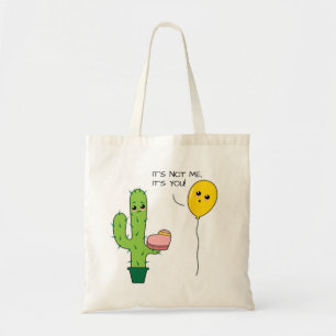 Kawaii Funny Brokenhearted Cartoon Cactus Tote Bag