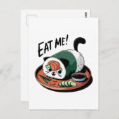 Kawaii Funny Cat Shaped Sushi Roll Briefkaart (Voorkant / Achterkant)