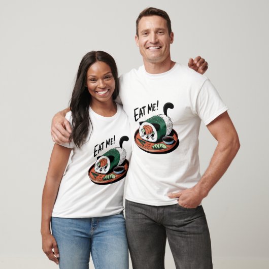 Kawaii Funny Cat Shaped Sushi Roll T-shirt (Unisex)