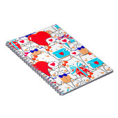 Kawaii Funny Cats Seamless Love Pattern Notitieboek (Rechterzijde)