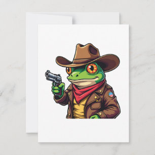 Kawaii Funny Cowboy Western Frog Lovers Kaart
