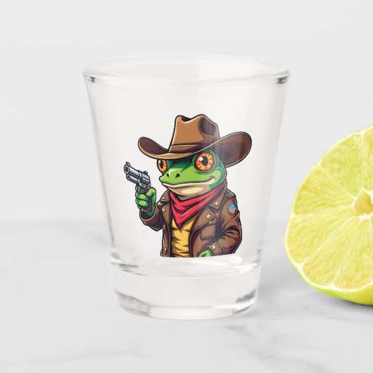 Kawaii Funny Cowboy Western Frog Lovers Shot Glas (Voorkant)