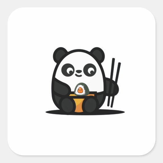 Kawaii Funny Panda Vierkante Sticker (Voorkant)