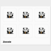 Kawaii Funny Panda Vierkante Sticker (Vel)