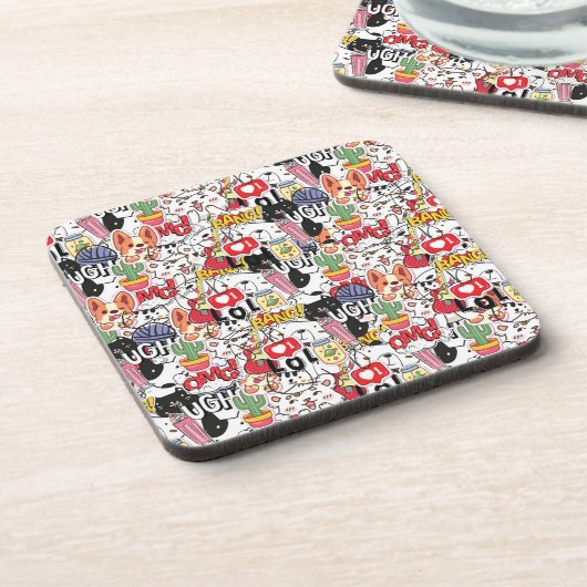 kawaii funny pet design - cute animal lover  bier onderzetter (Linkerzijde)