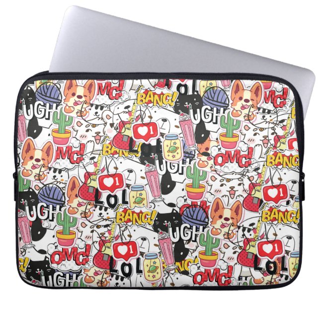kawaii funny pet design - cute animal lover  laptop sleeve (Voorkant)