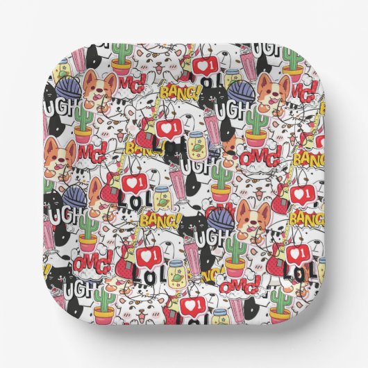 kawaii funny pet design - cute animal lover papieren bordje (Voorkant)