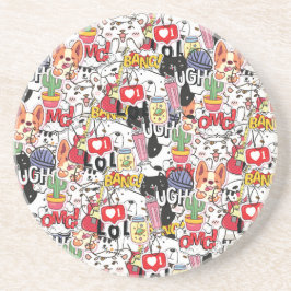 kawaii funny pet design - cute animal lover zandsteen onderzetter