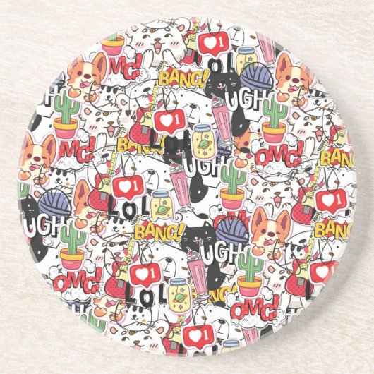 kawaii funny pet design - cute animal lover zandsteen onderzetter (Voorkant)