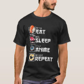 Kawaii Ga Sushi Eet Slaap Anime Herhaal Anime T-shirt (Voorkant)