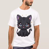 Kawaii Galaxy Black Cat Magisch Schattige Kat T-sh T-shirt (Voorkant)
